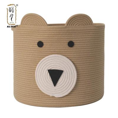 China KUYUE Cotton Rope Cartoon Basket Laundry Basket Weave Bag Baby Toys Viable Hand Made Torage Basket for sale