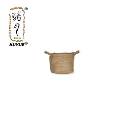 China KUYUE Amazon Base Design Cotton Rope Storage Bag Viable Hot Selling Custom Made Flower Potted Plant Basket for sale