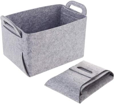 China KUYUE Viable Felt Storage Bag Storage Bins for Shelves with Carry Handles, Collapsible Storage Cubes for Nursery Laundry for sale