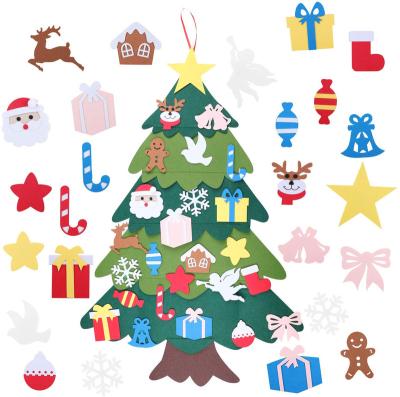 China Felt Christmas Tree Felt For Toddlers Felt Christmas Tree With Lights For Kids DIY Christmas Tree Set Detachable Wall Hanging O for sale