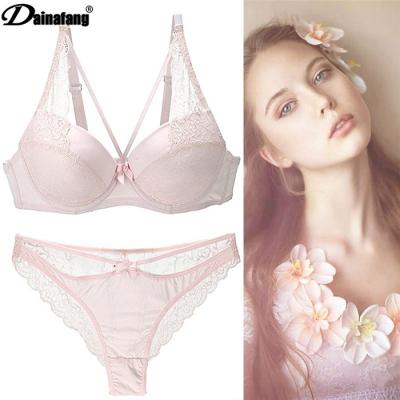 China Antibacterial Women's Underwear Set 2021 New Sexy Lace Push Up Bra Underwear for sale