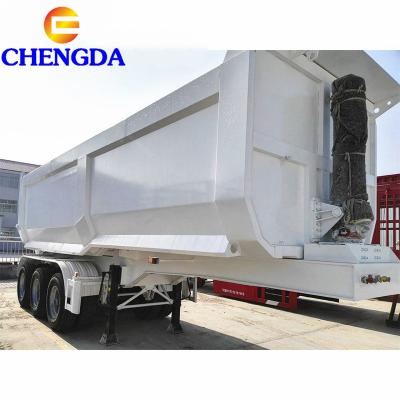 China Truck Trailer Hydraulic Cylinder 3axles 60ton U Shape Dump Semi Trailer for sale