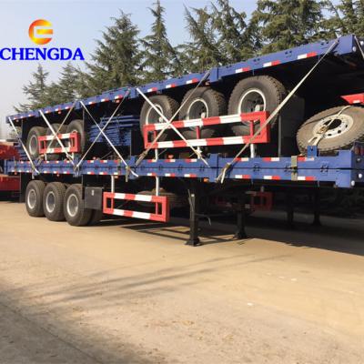 China Sinotruk Trailer Truck 3 Axles Fuwa Axles 40ft Flat Bed Container Semi Trailer For Sale for sale