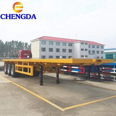 China Truck trailer 3 axle 4axle 40ft twist lock trailer flat bed flatbed semi trailer for container with air suspension for sale