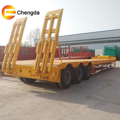 China Semi Truck Trailer Factory Lowbed Trailer 3 Axles Used Low Bed Trailer for sale