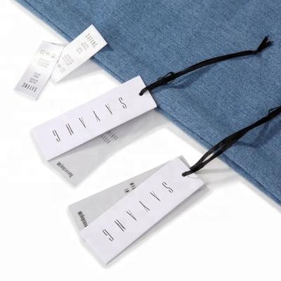 China Hang Tags Packaging Etiqueta De La Ropa Washable Custom Clothing Tag Drop Tag Smooth Outdoor White Clothes Bag Tags for sale