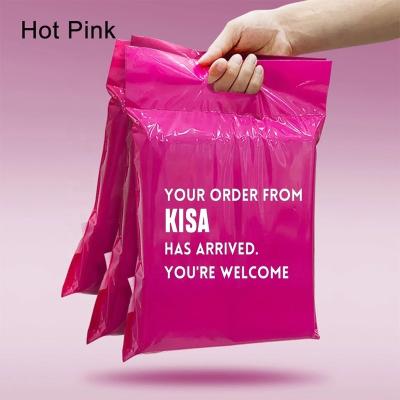 China Strong Adhesive Hot Pink Custom Logo Khaki Poly Promotional Mailers Mailing Mailing Envelopes Polymailer Courie Bag Plastic Package Bag for sale