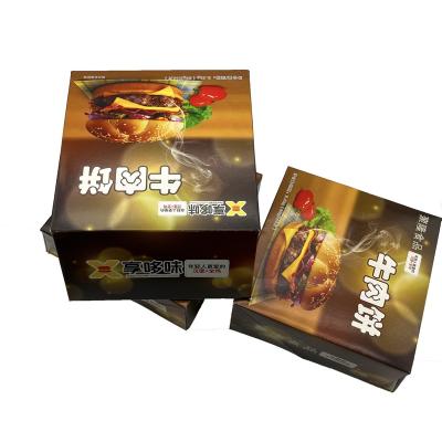 China Handmade Custom Printing Burger Square Small Boxes For Packiging Box Fast Food Hamburger Food Grade Paper Boxes for sale