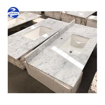 China Durable Polished Stone Countertops Kitchen Quartz Full Body Quartz Vanity Top With Ceramic Sink for sale