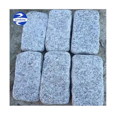 China Piazza Coshine Stone Gray G603 Granite Tumbled Cobblestone for sale