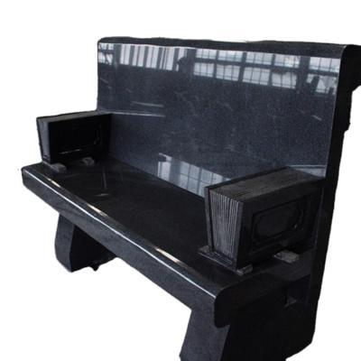 China India Jet Black Granite American Style Modern Polished Cemetery Bench Monument for sale