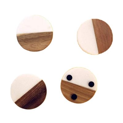 China Sustainable Boutique Marble Bamboo And Wood Splicing Coaster Hotel Restaurant Fashion Coaster Place Mat Cafe Mat for sale