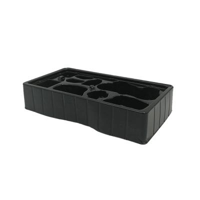 China Electronic Custom Disposable Black Plastic Packag PVC Blister Insert Tray for sale