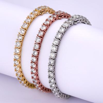 China Wholesale Men's Zircon 14K 18K Rose Gold Silver Tennis Women's Non-fading KRKC Iced Out CZ Crystal Diamond Tennis Bracelet for sale