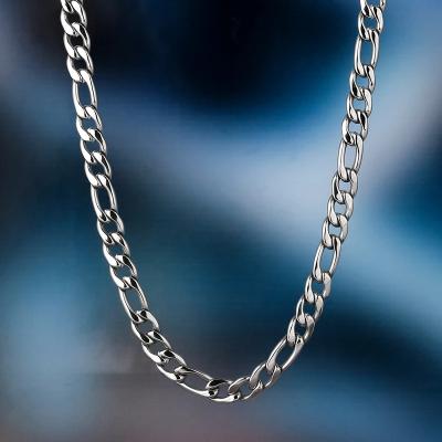 China Wholesale Hiphop KRKC&CO Hip Hop Chain Necklace Good Quality 7mm Stainless Steel Figaro Chain for sale