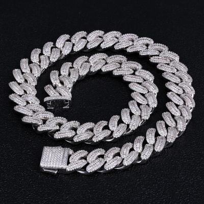 China KRKC 16mm Non-fading 22inch White Gold Plated Big Outlet Iced Out CZ Miami Hip Hop Jewelry Cuban Link Chain for sale