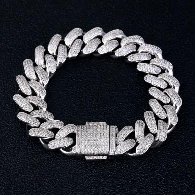 China Hiphop KRKC&CO Hip Hop Men's Bracelet 18MM Luxury White Gold Cuban Bracelet Iced Out Cuban Link Bracelet for sale