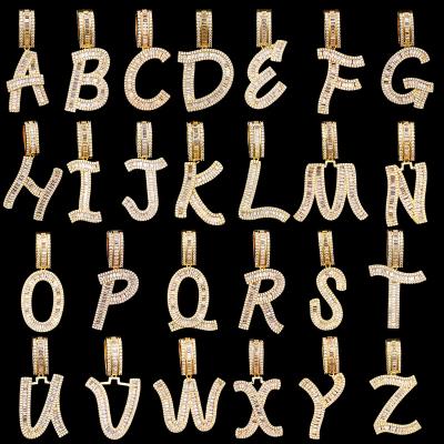 China TRENDY Hip Hop Iced Out Jewelry A-z Alphabet Diamond Gold Letter Necklace Mens Womens Custom Jewelry for sale