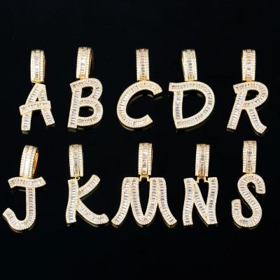 China TRENDY Custom Iced Out Initials Charms Gold Silver Bling Zirconia Custom Hip Hop Letter Name Necklace for sale