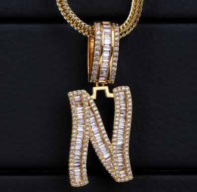 China TRENDY Brass Zircon Micro Pave 18K Gold Plated Chain Jewelry Initials Letter Pendant Necklace for sale