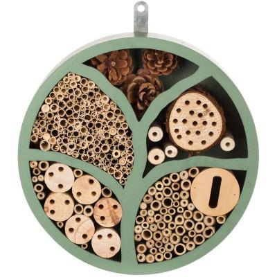 China Round Shape Breathable Wooden Multi Function Insect Habitat House, Outdoor Garden Decorative Insect Hotels For Bee Butterfly for sale