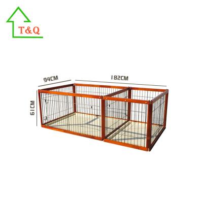 China Sustainable Wooden Pet Cage Double Oak Dog Kennel Wholesale for sale