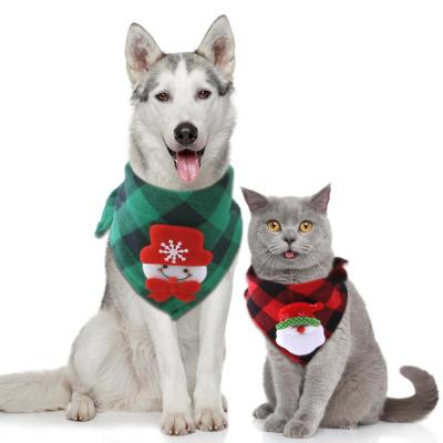 China Viable Wholesale Pet Accessories Stocked Triangle Pet Scarf Collar Plaid Bandana Bibs Lovely For Pet for sale