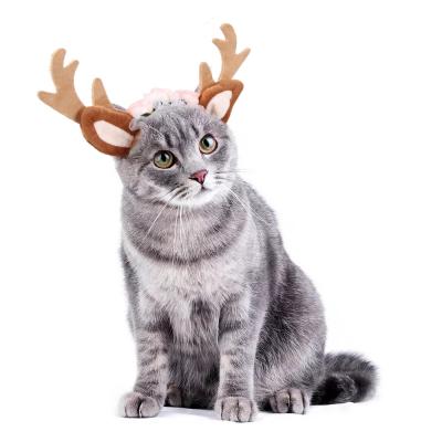 China Viable Dog Accessories Christmas Pet Antler Headwear Dog Festival Deer Antler Headband For Cat Party Decoration Dog Costume Cosplay for sale