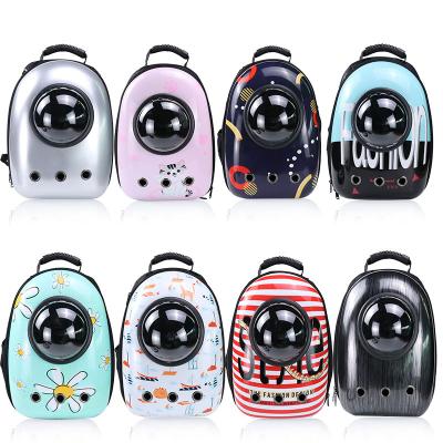 China Viable Portable Breathable Dog Cats Pets Backpack Carrier Bags Transparent Capsule Carrier Bag For Cat Dog for sale