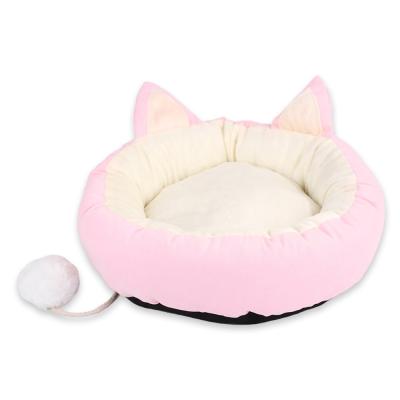 China Gray Pink Flamingo Pattern Breathable Cat Train Cat Pet Beds For Cats for sale