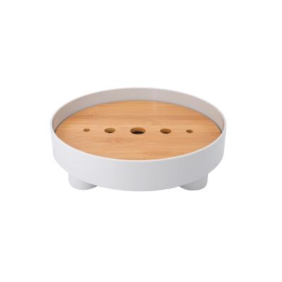 China Desktop Decorative Round Tea Tray Small Desktop Tea Storage Office Supplies Drain Table for sale