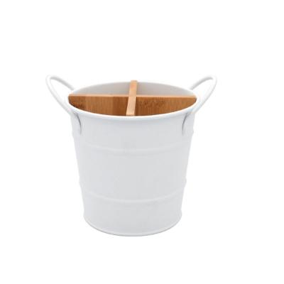 China Sustainable Bucket 4 Grids Household Metal Storage Kitchen Utensil Home Organizer Caddy for sale