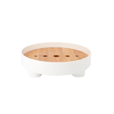 China Round Storage Cavity Tray Household Goods Wood Tray Wooden Drain Bread Tray for sale