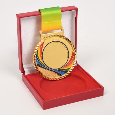 China Custom 3D Souvenirs Europe Cheap Gold Award Sports Silver Bronze Medal With Cheap Ribbon Metal Medals for sale