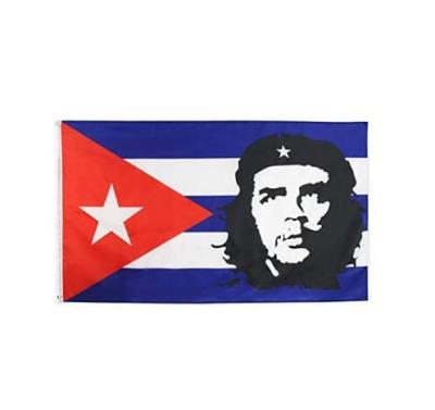 China 3x5 FLYING Flag of Full Temporary Shutdown Cuba with Memorial Hero Che Guevara Flag of Revolution for sale