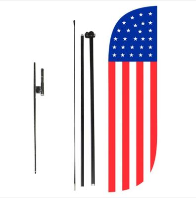 China BT Shanghai Factory American Flag Feather Flag FLYING Full Set with Pole and Ground Spike, 5-Feet Display for sale