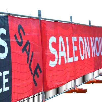 China Hanging Fabric Mesh Banners, Custom Outdoor Promotion Advertising Printing Flag Fabric Polyester Fence Mesh Banner for sale