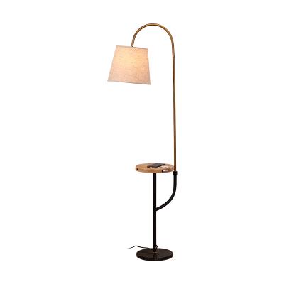 China UL Modern Nordic Living Floor Lamp Gold Stand Lamp Bedside Lighting For Hotel Wood Base Room Luxury Modern Light Iron Dining Lamp for sale