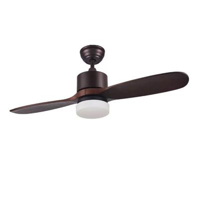 China Modern Simple Decoration OR Rustic Solid Wood Design 52 Inch LED 24w Two Blades Ceiling Fan With Light for sale