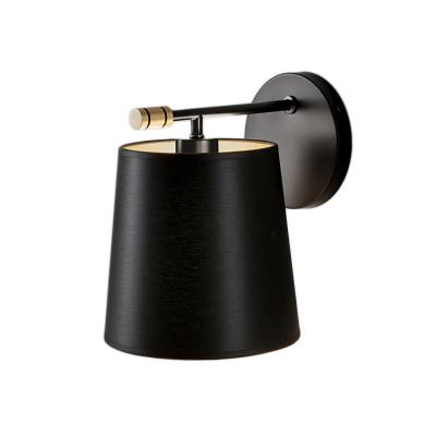 China Hotel Bedside Modern Black Fabric Shades Wall Sconce Vintage Popular Modern Wall Lamp for sale