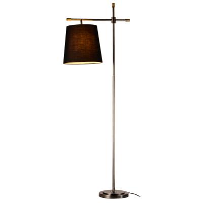 China Hot Sale Modern European Style Black Fabric Shade Iron Floor Lamp Minimalist Hotel Style Floor Lamp for sale