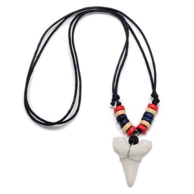 China FY004 Hawaii Maori Tribal New Zealand Men's Handmade Necklace Surfer Jewelry Casual/Sport Imitation Shark Teeth Bone Dangling Choker Women for sale