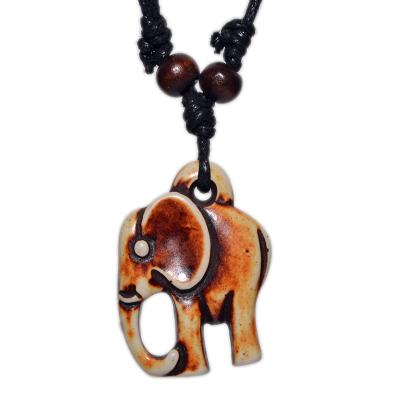 China FX019 Vintage Yak Bone Necklace Amulet Imitation India Asia Elephant Necklace Tribal Style Retro Headscarf Ethnic Pendant Jewelry for sale