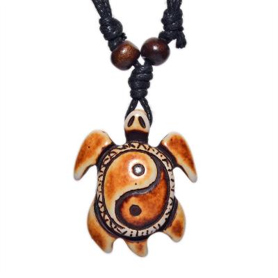 China FX006 New Zealand Imitation Yak Bone Necklace Men Sea Turtles Tai Chi Neckerchief Nautical Style Maori Ethnic Jewelry Pendant for sale