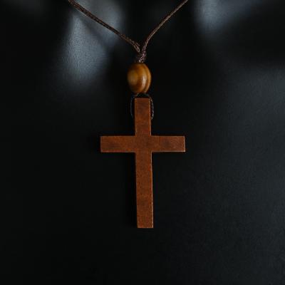 China MX002 Jesus Christ Choker Natural Wooden Wholesale Amulet Necklace Religious Cross Short Long Chain Jewelry For Women for sale