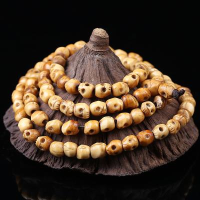 China GZ004 Vintage Natural Beads Yak Bone Handmade Cut Beads,Antique Skull Beads For Halloween Jewelry Making for sale