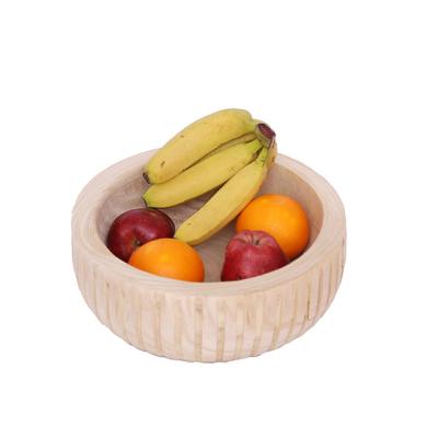 China Sustainable Round Table Unfinished Wooden Bowl Wooden Bowl For Fruit Salad And Decoration for sale