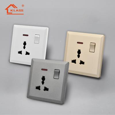 China Commercial Switch Sockets 1gang 1way Gold Gray White UK Color Universal Electrical Socket For Home for sale