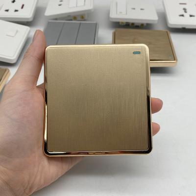 China House Wenzhou Wall Switches Large Panel Brushed New Design PC Material One Color One Way Strip UK Gold Lamp Switch With Certificate for sale