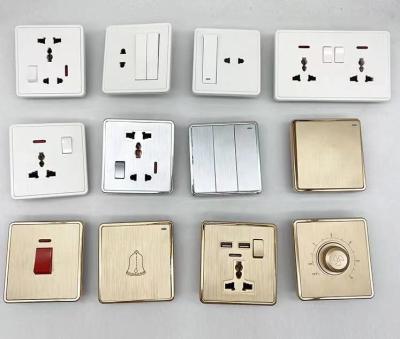 China UK Standard House BS Wholesale Price Large Panel Brushed PC Process Hardware 16A 13A 220V-250V Wall Switch Drawing Socket for sale